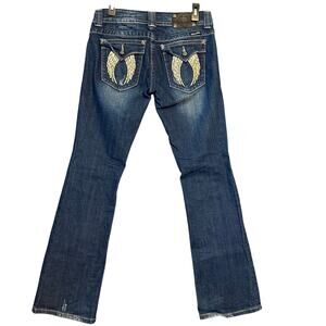 MISS ME Signature Boot Stretch Women's Jeweled Blue Denim Jeans Size 29